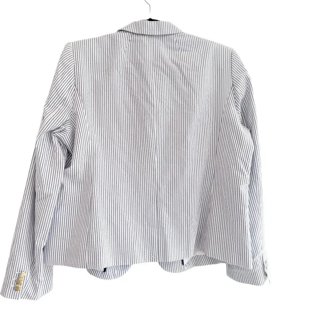 J. Crew Women's Seersucker Schoolboy Blazer Jacket Long Sleeve Size 18 NWOT - Picture 6 of 10